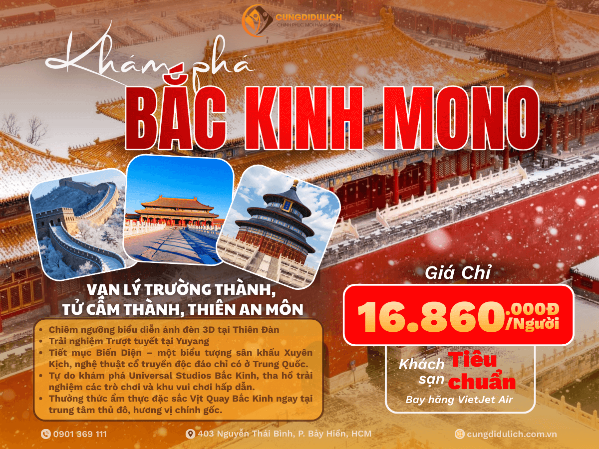 Cùng Khám Phá Bắc Kinh Mono 4N4Đ- Noshop