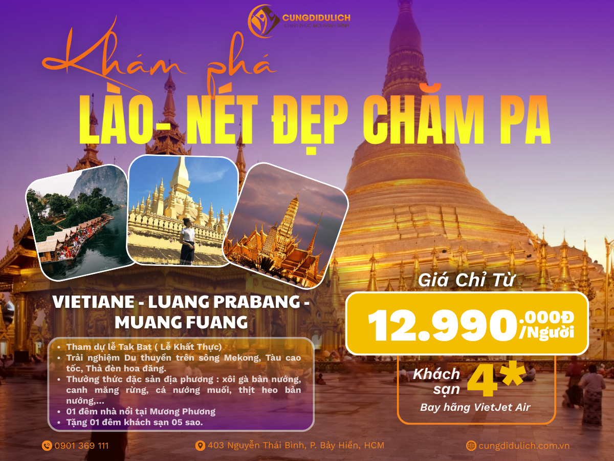 Cùng Khám Phá Lào- Nét Đẹp Chăm Pa 5N4Đ - 18