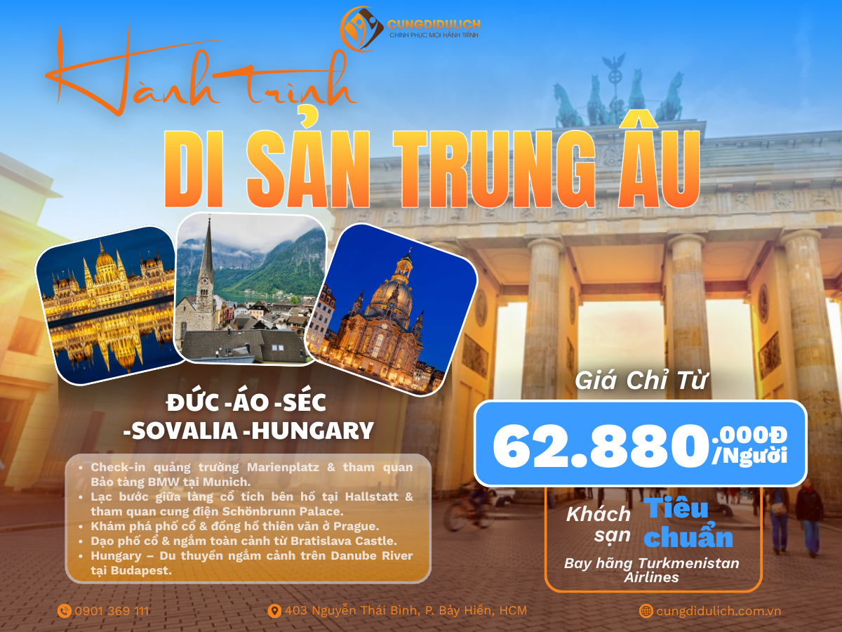 ĐỨC -ÁO -SÉC -SOVALIA -HUNGARY- 9N8Đ