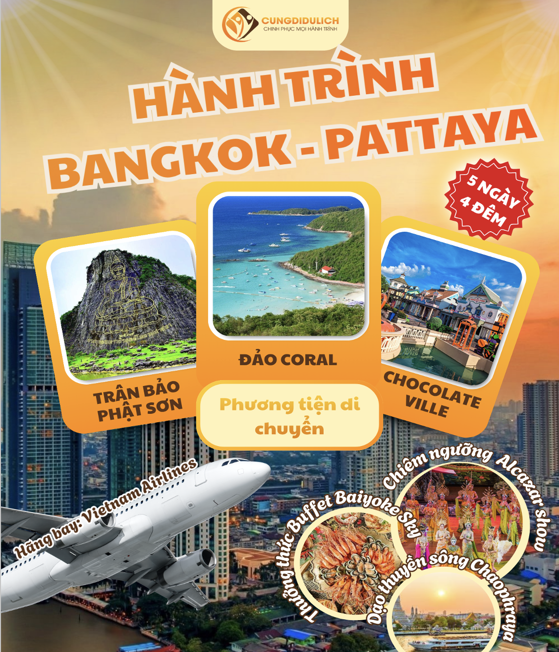 Cùng đi Thái Lan: Bangkok – Pattaya bay Vietnam Airlines