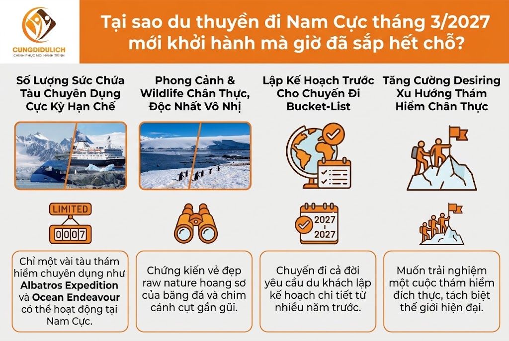 Tour Nam Cực Tháng 3/2027 Khởi Hành Từ Việt Nam: Vì Sao Tour Độc Lạ Này Sắp Cháy Vé?
