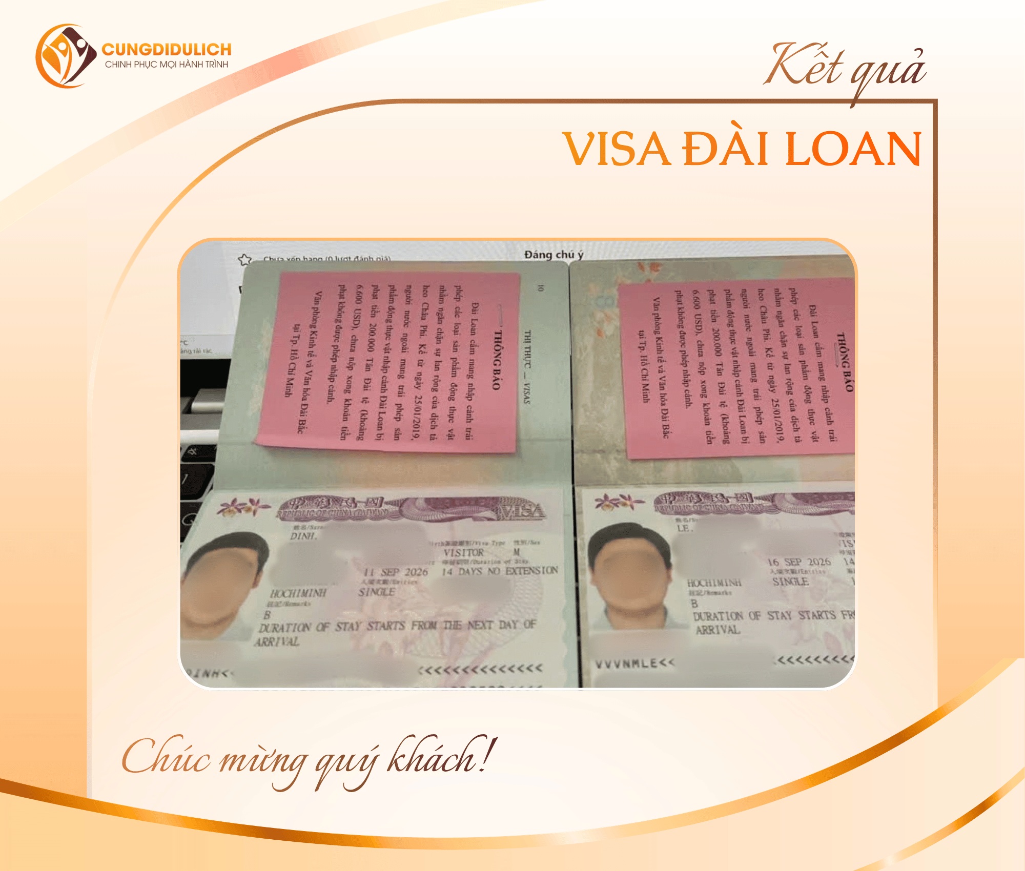 Kết quả VISA ĐÀI LOAN – Khách hàng