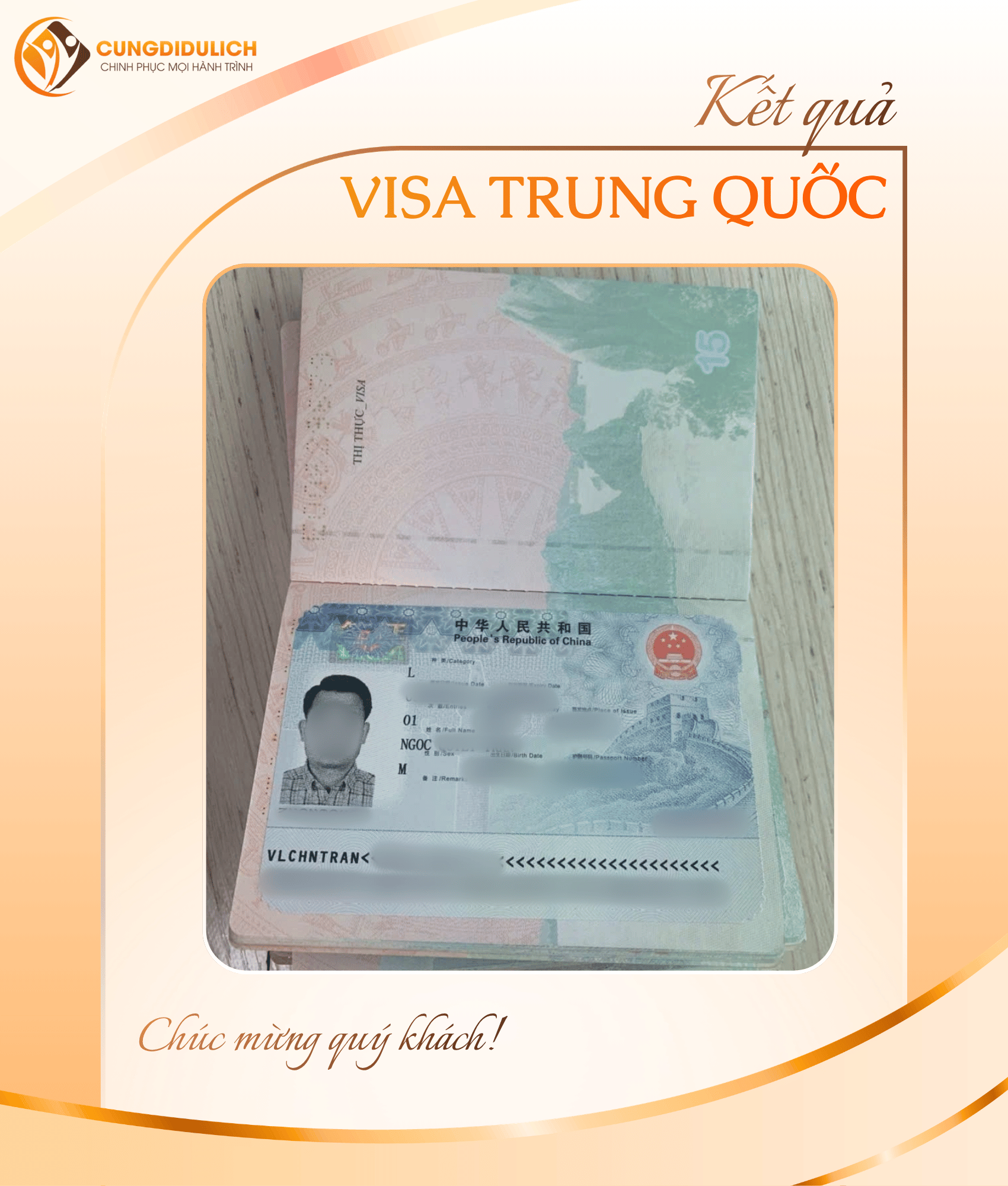 Kết quả VISA TRUNG QUỐC – Khách hàng Mr. Tran